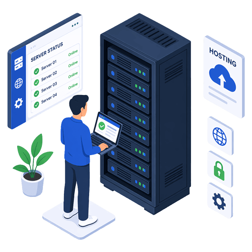 Abstract illustration representing managed web hosting.